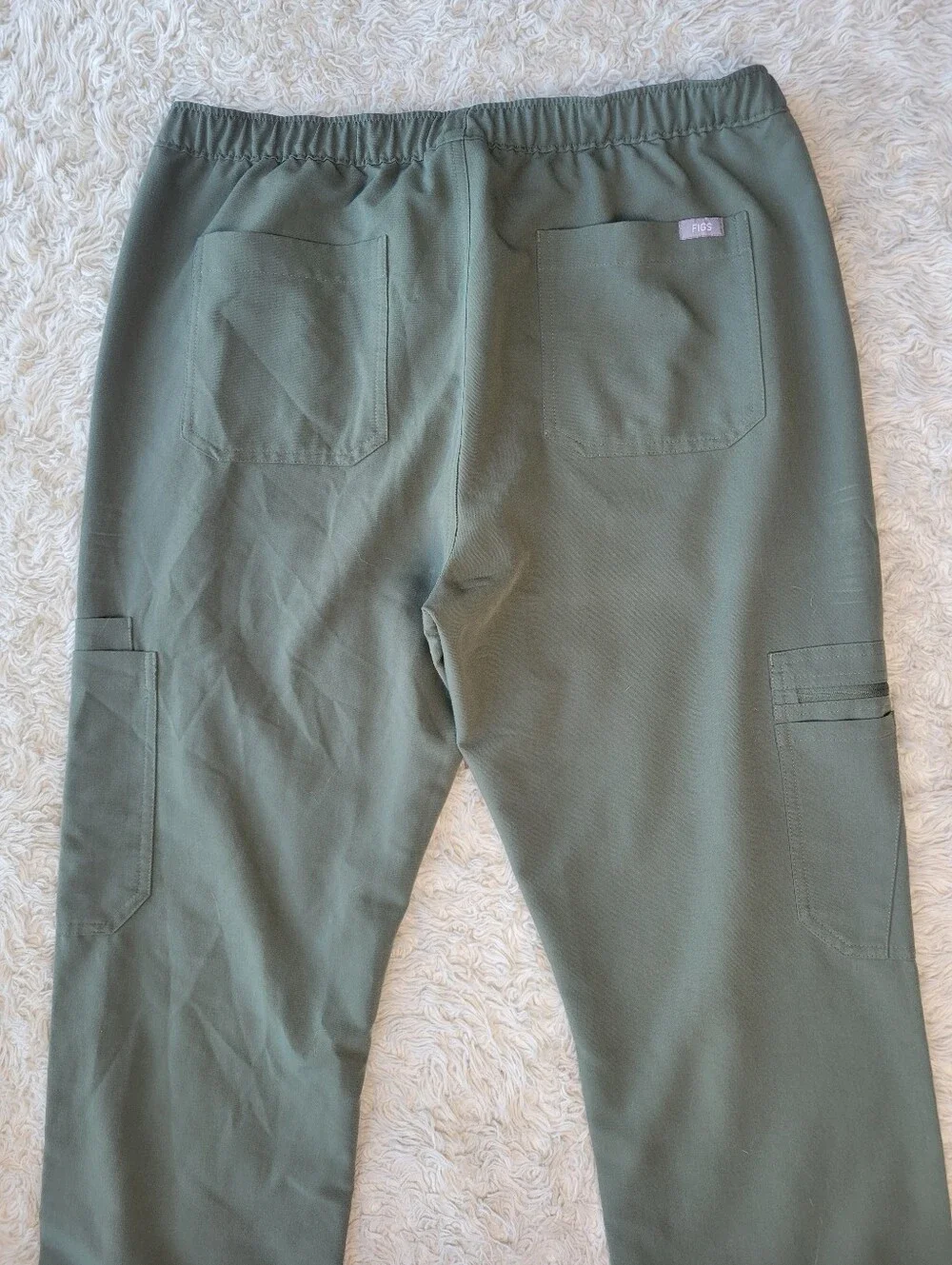 Figs Men's Cargo Pants in Olive Green with Navy Drawstring